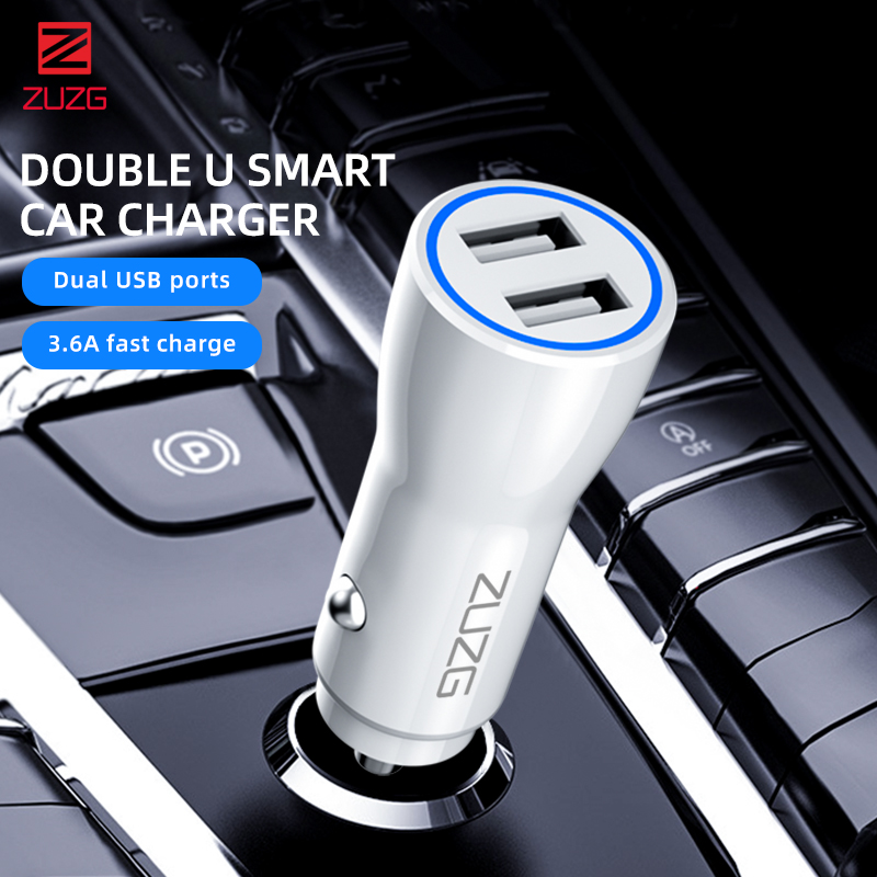 ZC-C10S-WHITE Dual USB Smart Car Charger