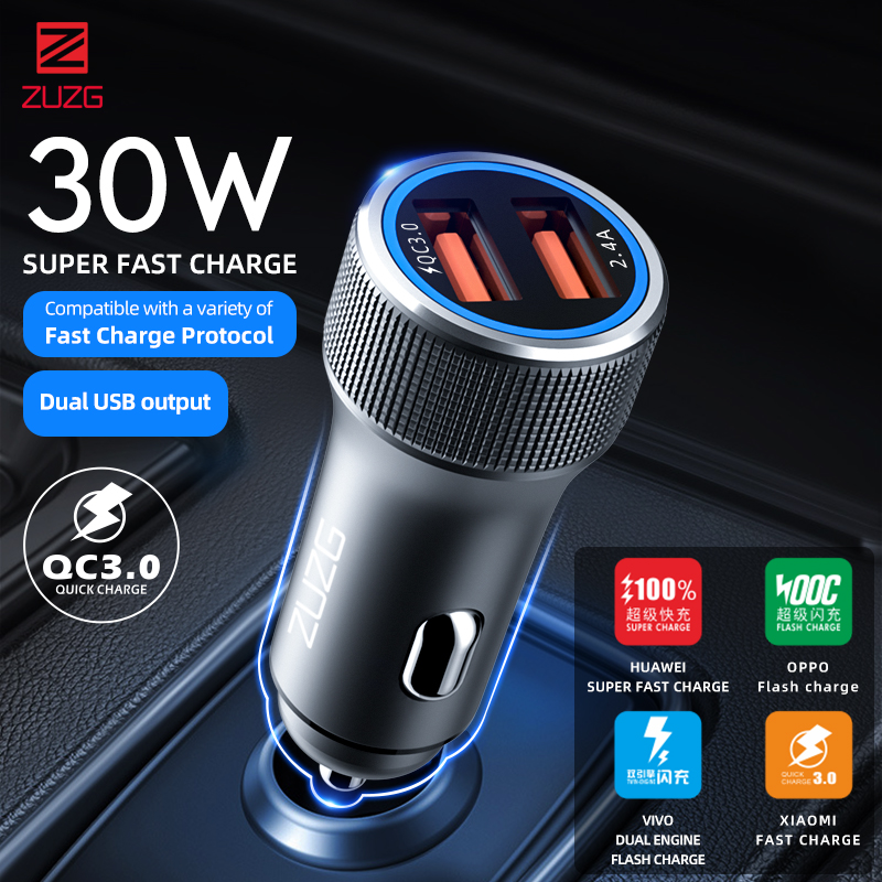 ZC-C02QS-GREY Metal Fast All Compatible Car Charger